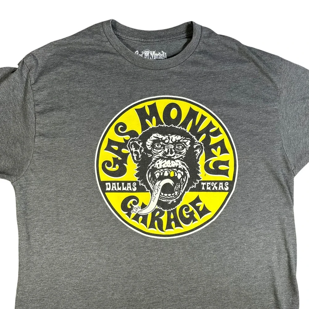 Gas Monkey Garage‎ Mens T-Shirt XL Gray Dallas Texas Graphic Tee Fast N Loud